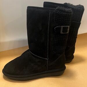 BearPaw Black Knit Winter Boots